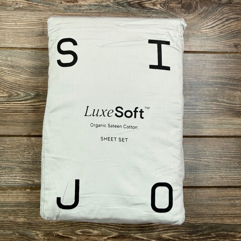 SIJO King 4 Piece Sheet Set Dove Gray LuxeSoft Organic Sateen Cotton New